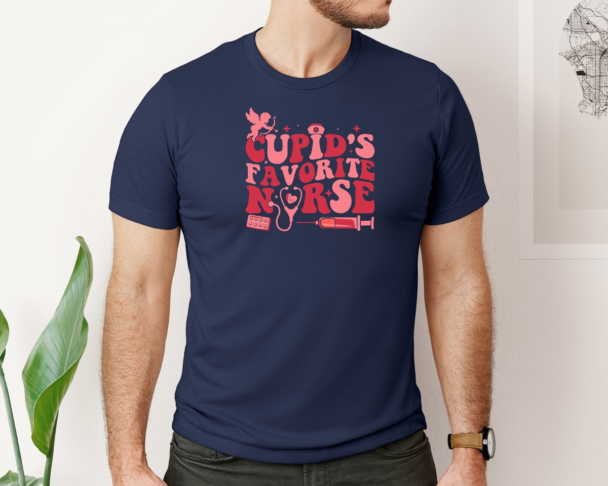 brand:Bella Canvas|color:Navy|Nurse Love Valentines Day T Shirt Graphic T-Shirt