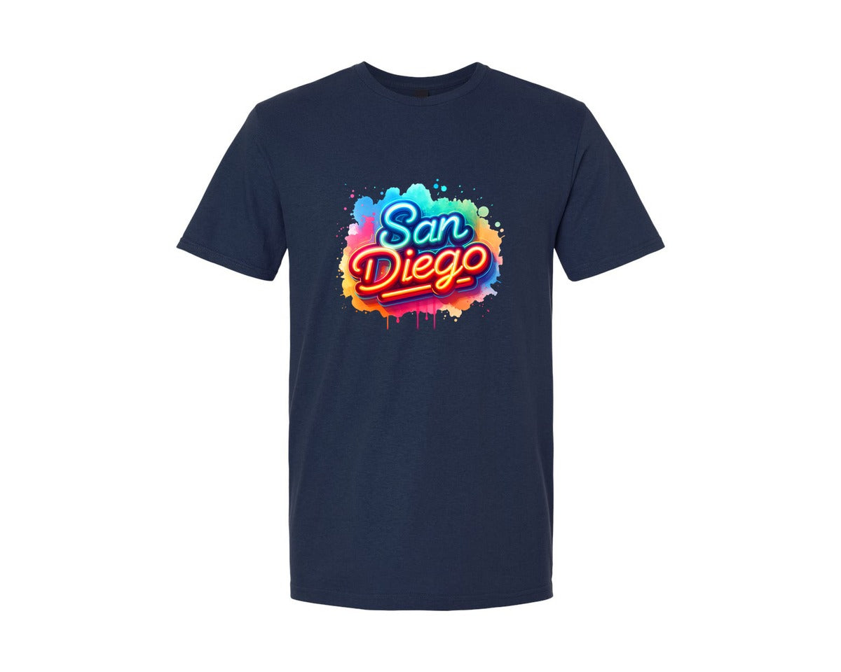 brand:Generic|color:Navy|Colorful Neon San Diego Graphic T-Shirt