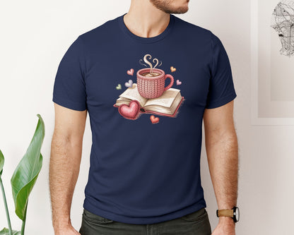 brand:Bella Canvas|color:Navy|Faux Yarn Books Are My Valentine Graphic T-Shirt