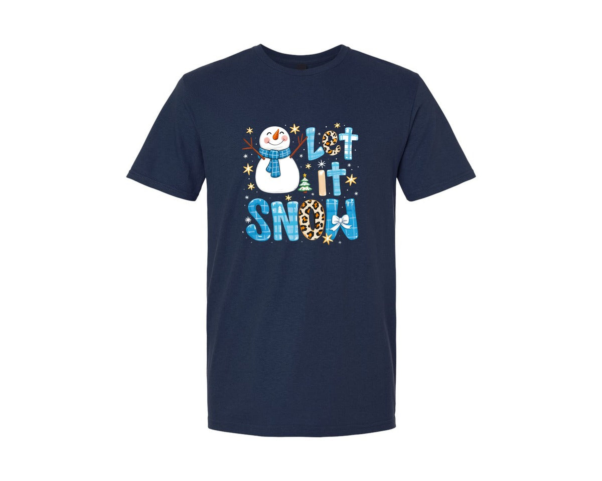brand:Generic|color:Navy|Let It Snow Christmas 13 Graphic T-Shirt