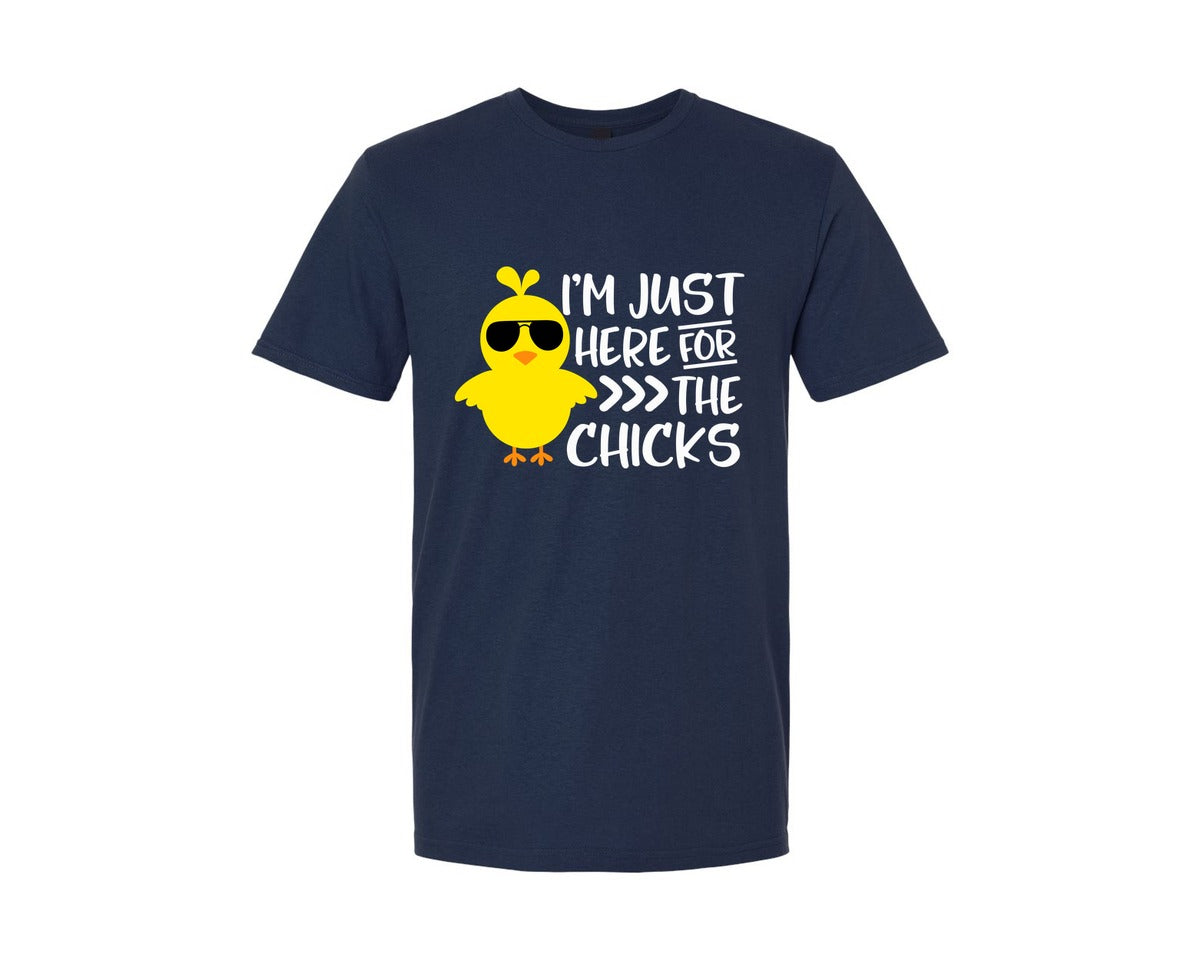 brand:Generic|color:Navy|I Am Just Here For The Chicks 4 Graphic T-Shirt