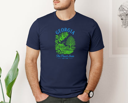 brand:Bella Canvas|color:Navy|Georgia The Peach State 2 Graphic T-Shirt