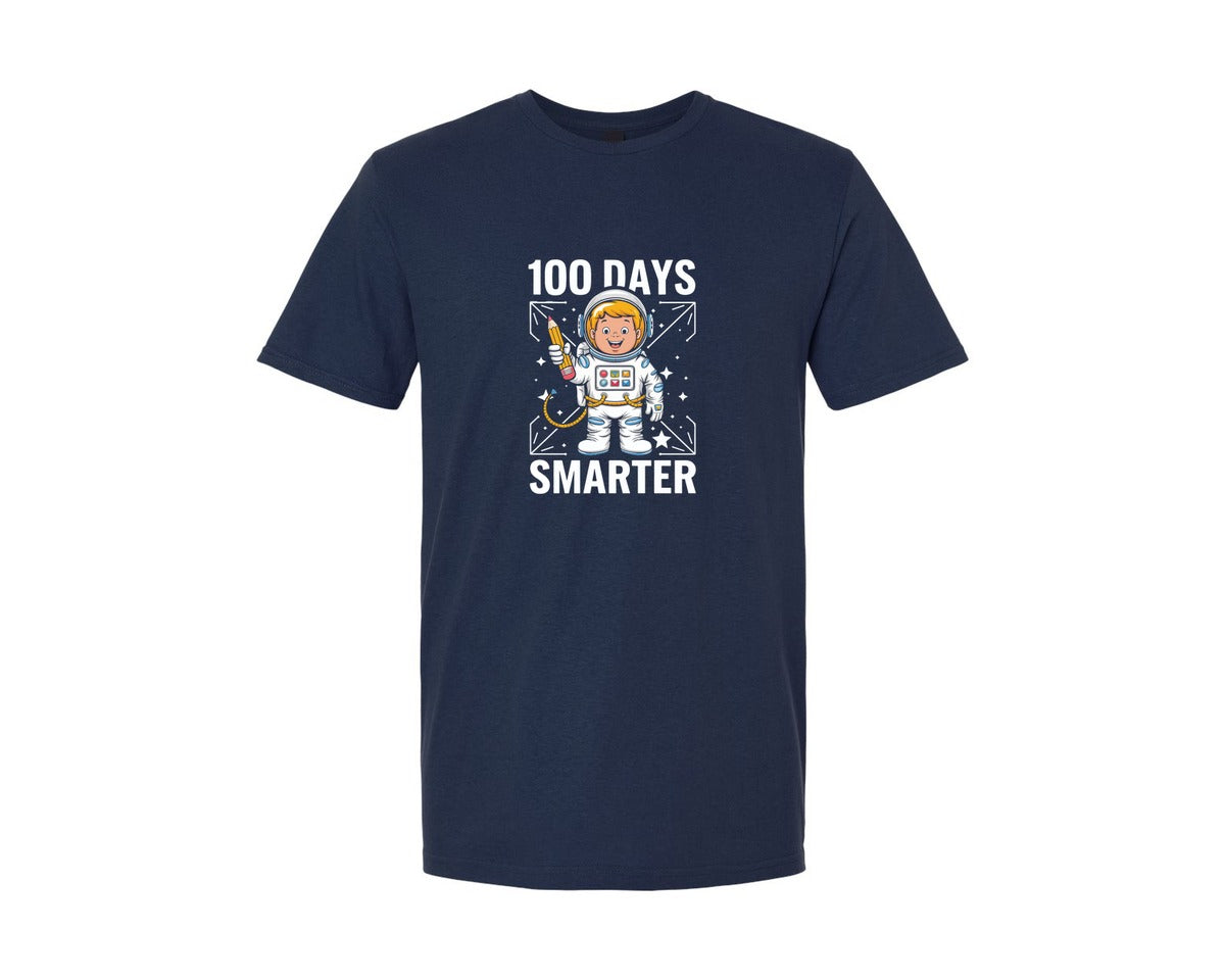 brand:Generic|color:Navy|100 Days Smarter Space Astronaut 100Th 2 Graphic T-Shirt