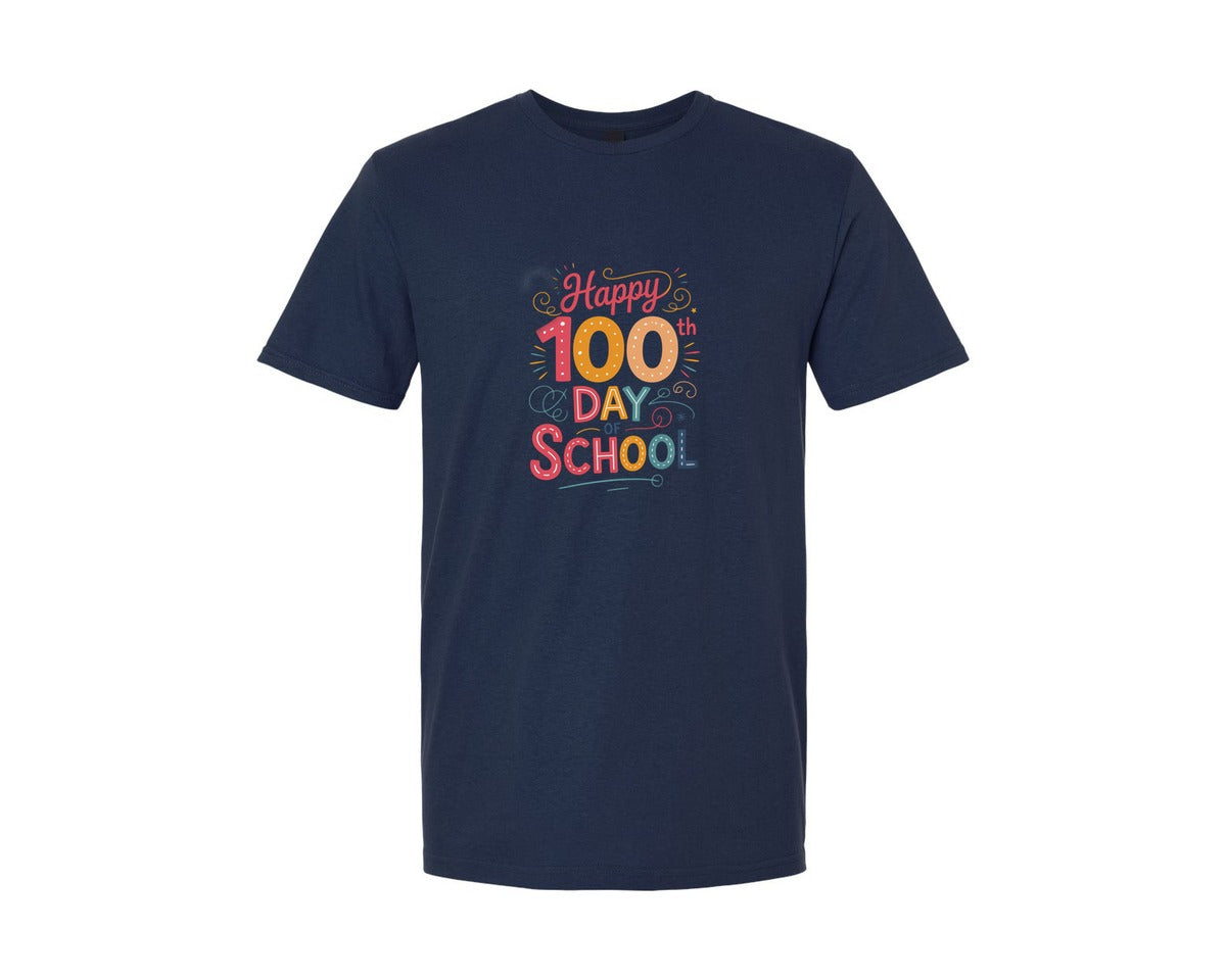 brand:Generic|color:Navy|Happy 100Th Day Of School Art Graphic T-Shirt