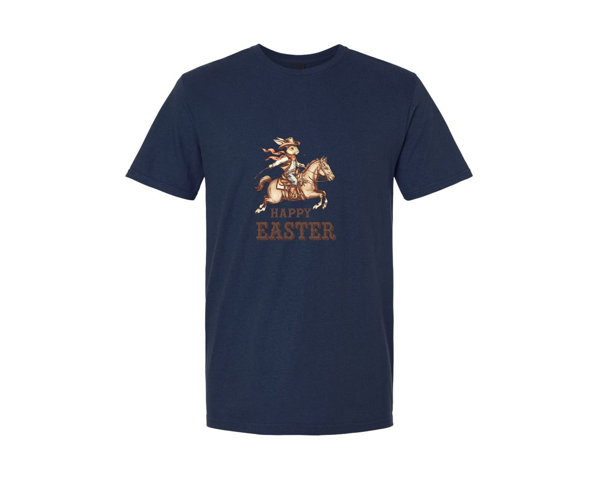 brand:Generic|color:Navy|Happy Easter Western Cowboy Bunny Ostern 2 Graphic T-Shirt