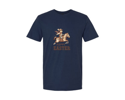 brand:Generic|color:Navy|Happy Easter Western Cowboy Bunny Ostern 2 Graphic T-Shirt