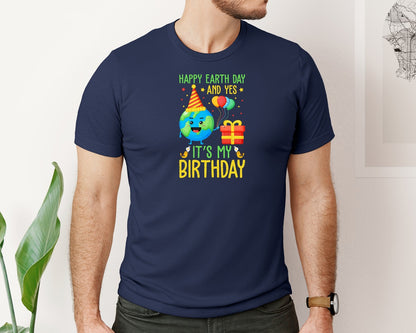 brand:Bella Canvas|color:Navy|Happy Earth Day Birth Day T Shirt Graphic T-Shirt