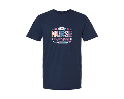 brand:Generic|color:Navy|Nurse In Progress Medical Themed Design Graphic T-Shirt