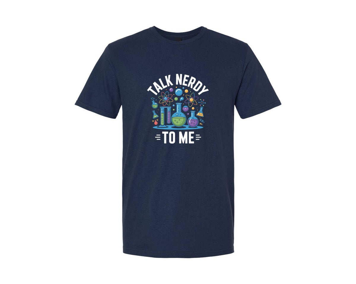 brand:Generic|color:Navy|Talk Nerdy To Me Chemistry Design Graphic T-Shirt