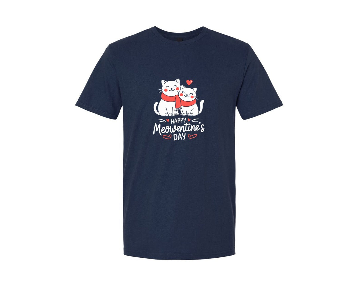 brand:Generic|color:Navy|Happy Meowentines Day T Shirt Design 2 Graphic T-Shirt