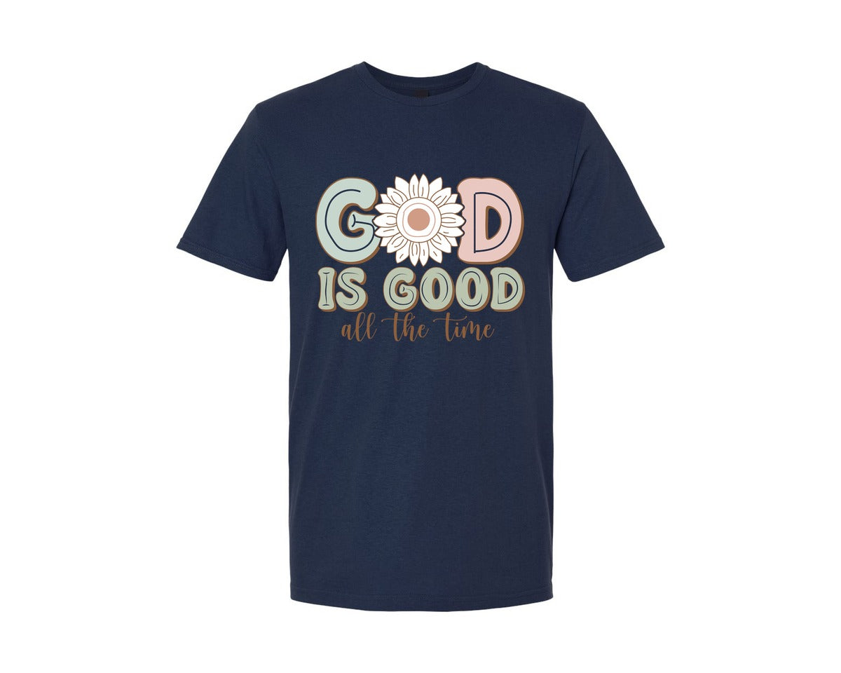 brand:Generic|color:Navy|God Is Good All The Time Christian 6 Graphic T-Shirt
