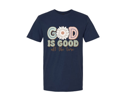 brand:Generic|color:Navy|God Is Good All The Time Christian 6 Graphic T-Shirt