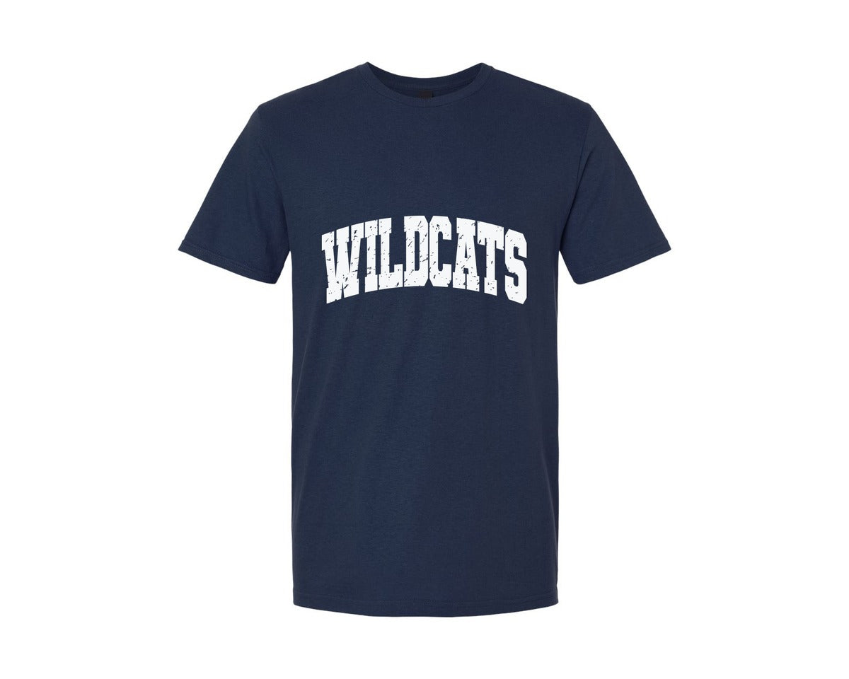 brand:Generic|color:Navy|Retro Wildcats Distressed Varsity Graphic T-Shirt