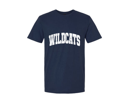 brand:Generic|color:Navy|Retro Wildcats Distressed Varsity Graphic T-Shirt