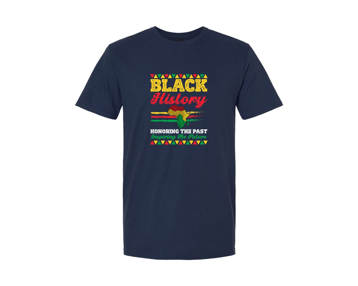 brand:Generic|color:Navy|Honoring The Past Black History Graphic T-Shirt