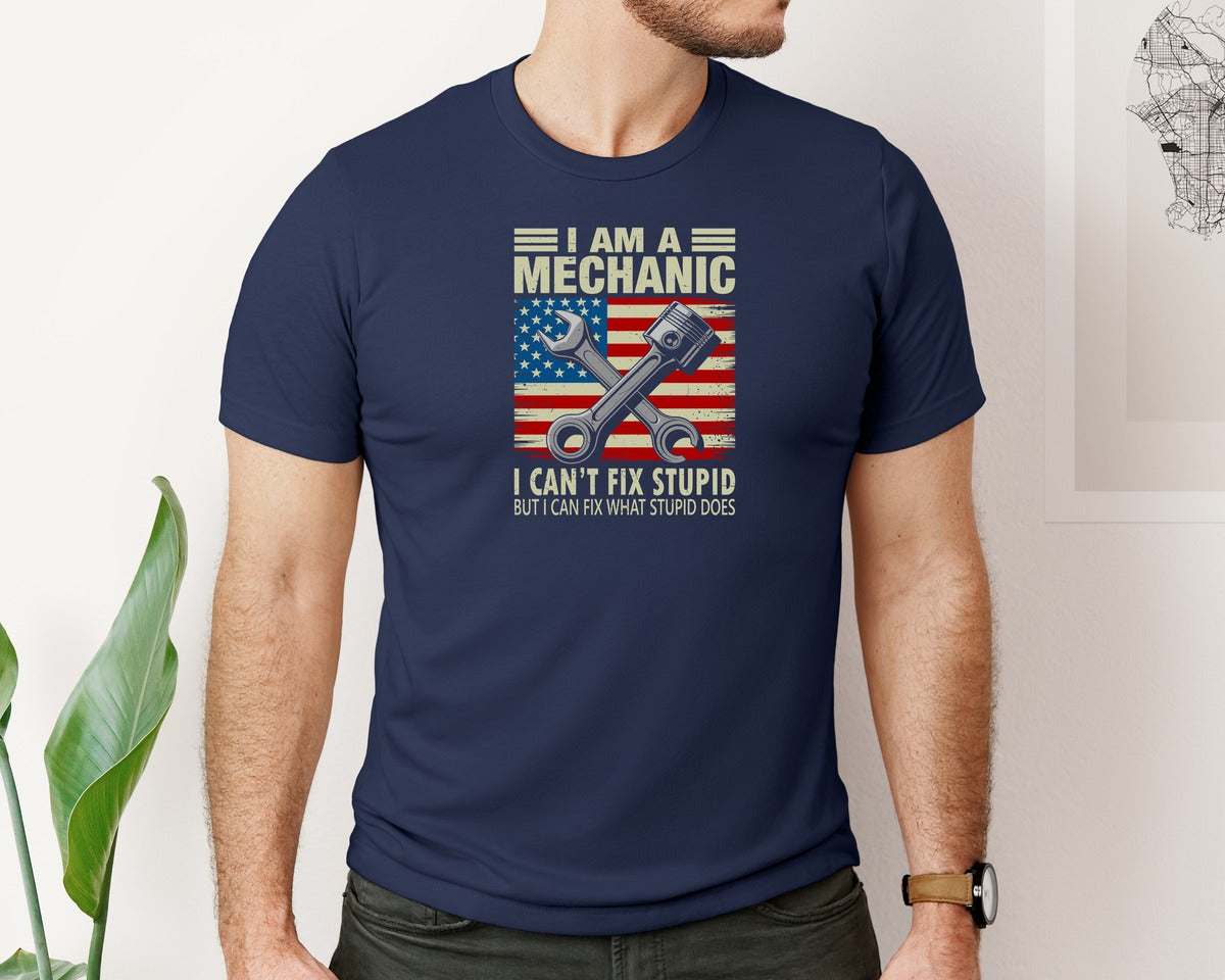 brand:Bella Canvas|color:Navy|Patriotic Mechanic Quote T Shirt Graphic T-Shirt