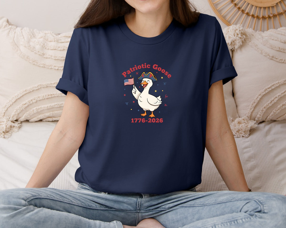 brand:Bella Canvas|color:Navy|Patriotic Goose 1776 2026 Graphic T-Shirt