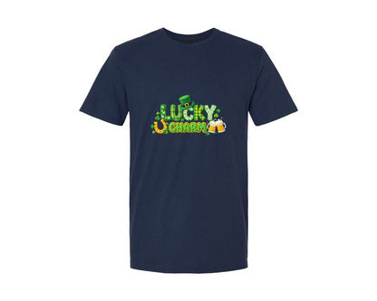 brand:Generic|color:Navy|Crochet Lucky St Patricks Day Graphic T-Shirt