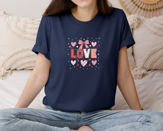 Lace Love Coquette Bow Preppy Heart Graphic T-Shirt