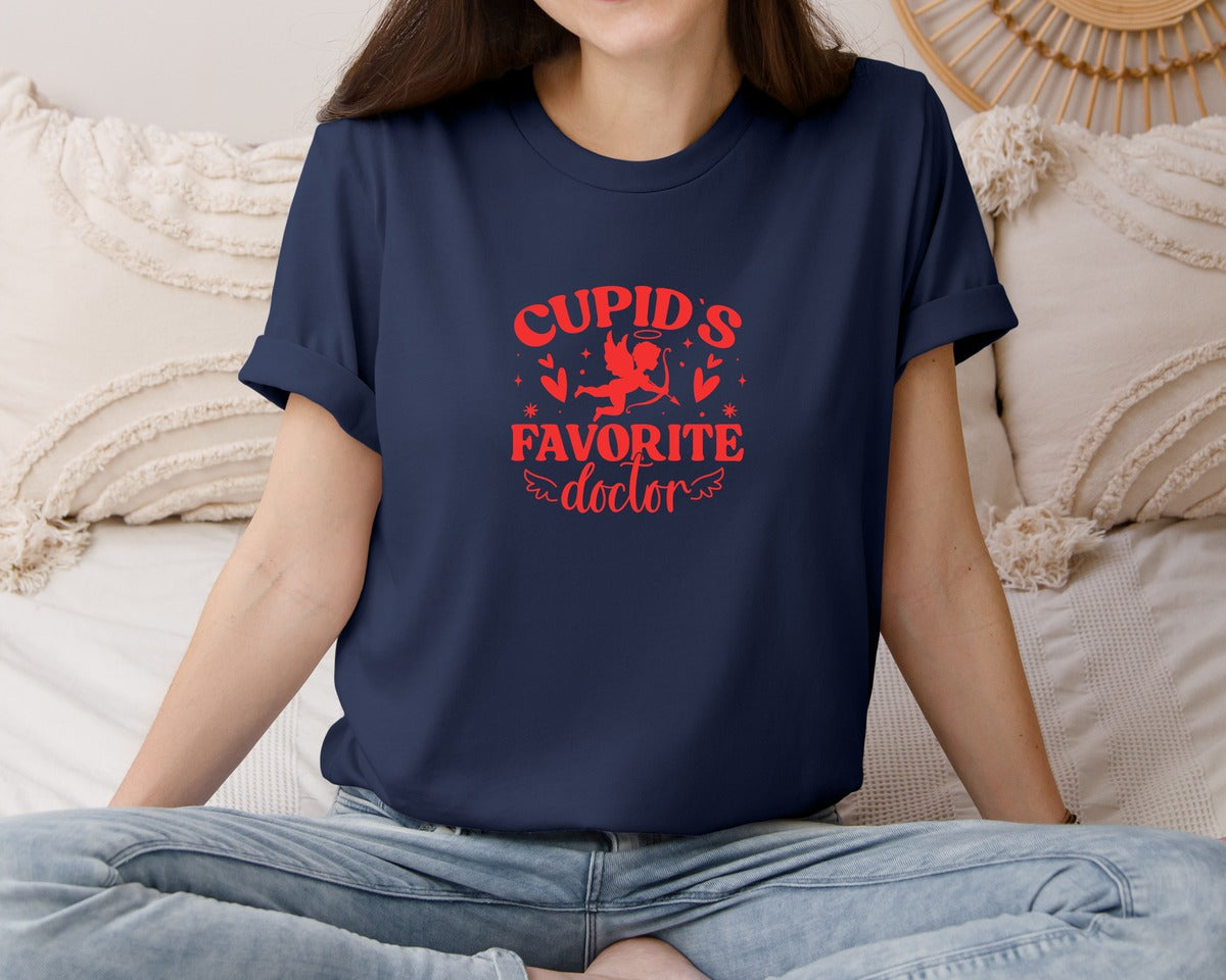 brand:Bella Canvas|color:Navy|Cupids Favorite Doctor Valentine Graphic T-Shirt