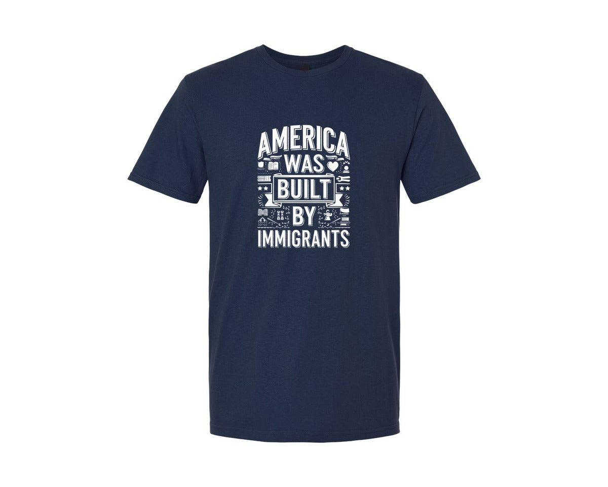 brand:Generic|color:Navy|America Was Built By Immigrants 2 Graphic T-Shirt