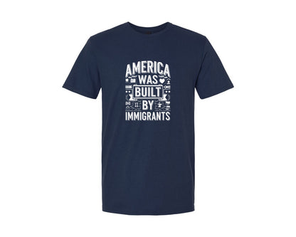 brand:Generic|color:Navy|America Was Built By Immigrants 2 Graphic T-Shirt