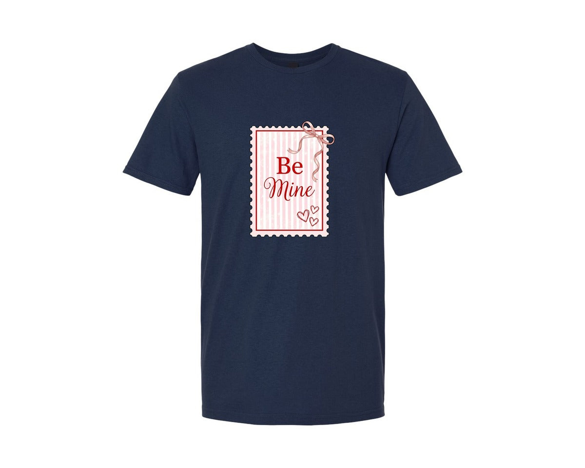brand:Generic|color:Navy|Be Mine Valentine Stamp Graphic T-Shirt