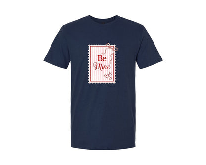 brand:Generic|color:Navy|Be Mine Valentine Stamp Graphic T-Shirt