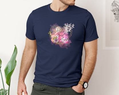 brand:Bella Canvas|color:Navy|Worlds Best Auntie Heart Graphic T-Shirt