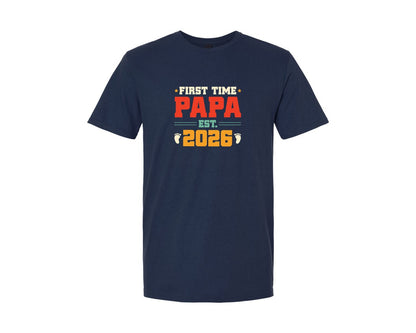 brand:Generic|color:Navy|First Time Papa Est 2026 Graphic T-Shirt