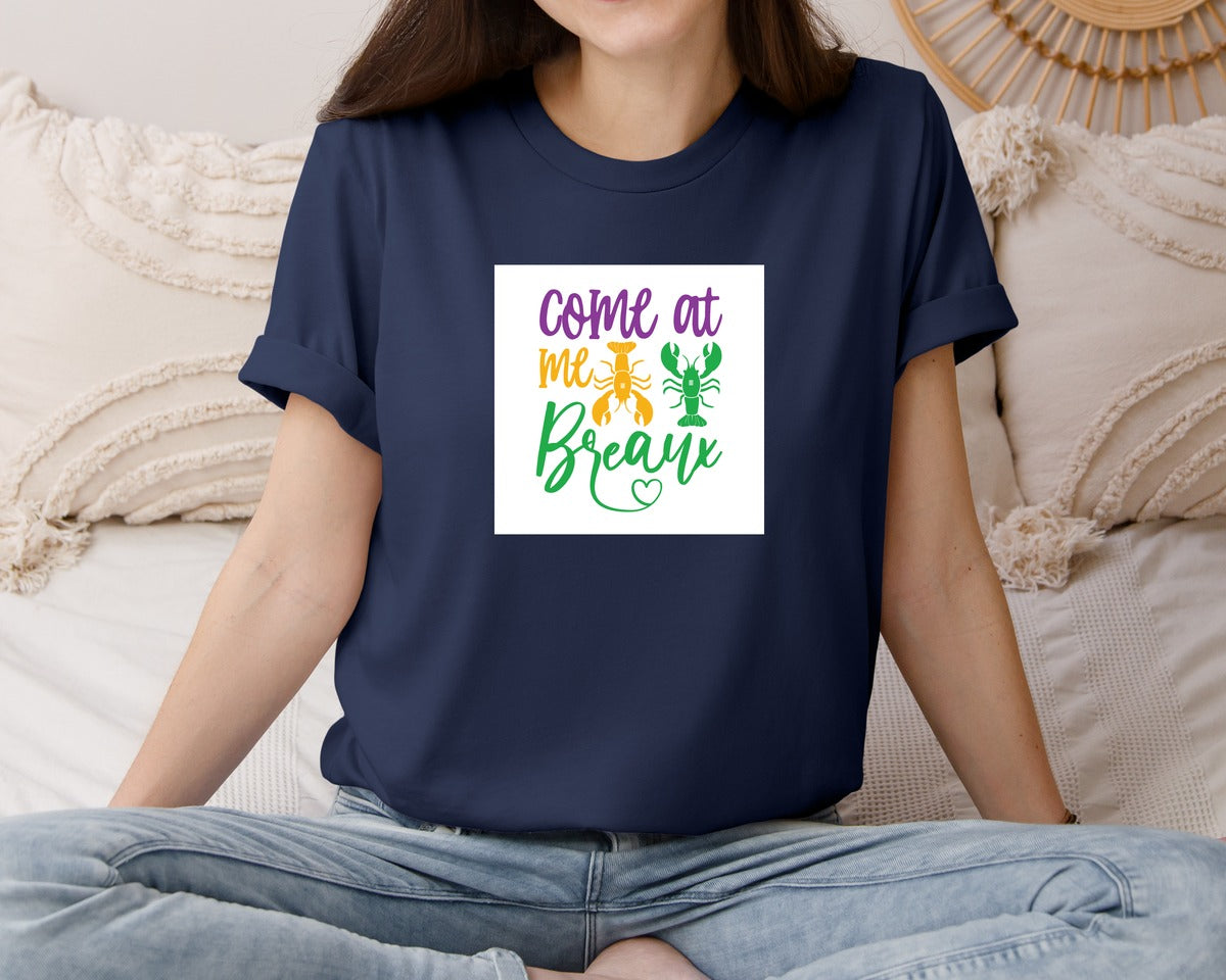 brand:Bella Canvas|color:Navy|Come At Me Breaux Mardi Gras Sv Graphic T-Shirt