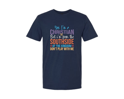 brand:Generic|color:Navy|Im A Christian But Im From The Southsi Graphic T-Shirt