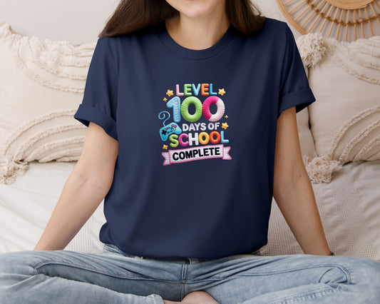 Faux Yarn Gamer 100 Days School Shirt Graphic T-Shirt