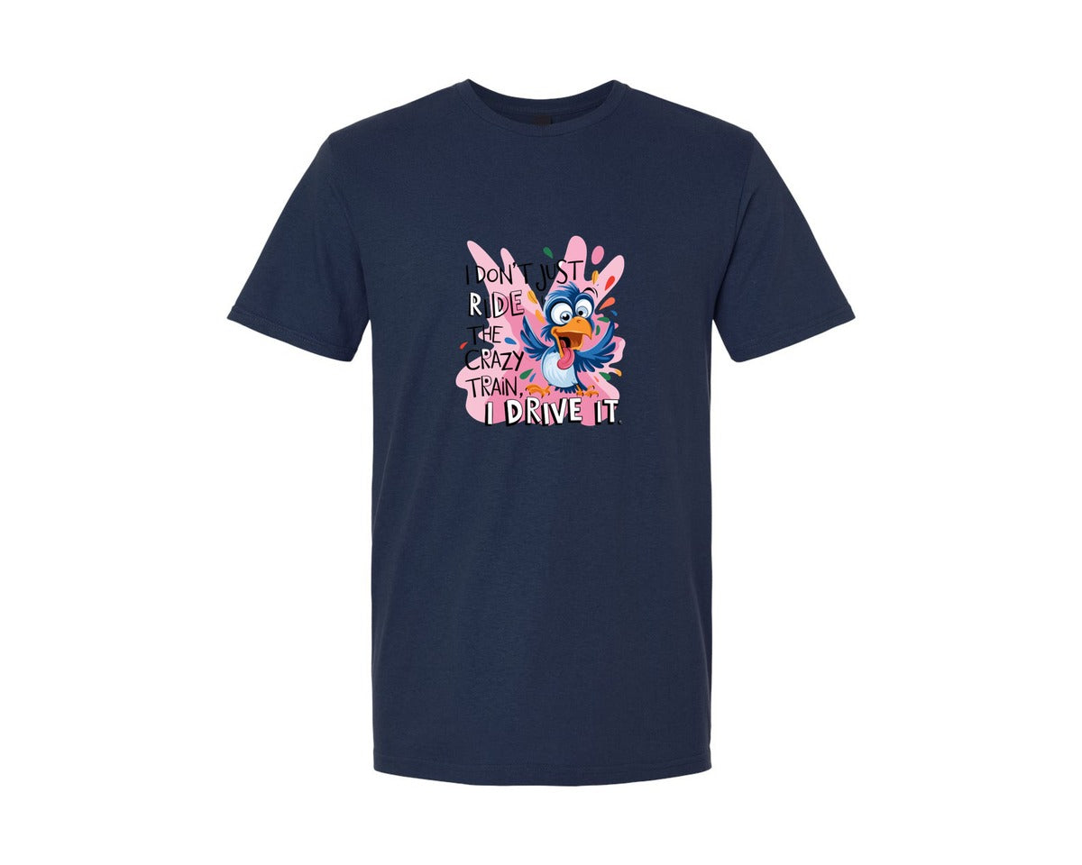brand:Generic|color:Navy|I Dont Just Ride The Crazy Train Graphic T-Shirt