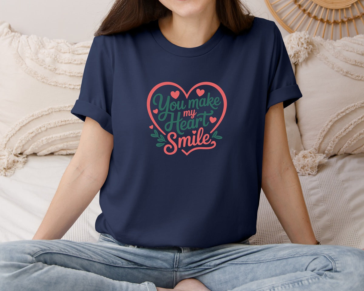 brand:Bella Canvas|color:Navy|You Make My Heart Smile 25 Graphic T-Shirt