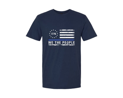 brand:Generic|color:Navy|We The People 1776 Thin Blue Line Graphic T-Shirt