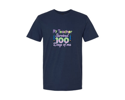 brand:Generic|color:Navy|100 Days Teacher Grace Chic Tee Design Graphic T-Shirt