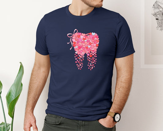 Valentine Tooth Heart Design Graphic T-Shirt
