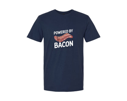 brand:Generic|color:Navy|Powered By Bacon T Shirt Design 2 Graphic T-Shirt