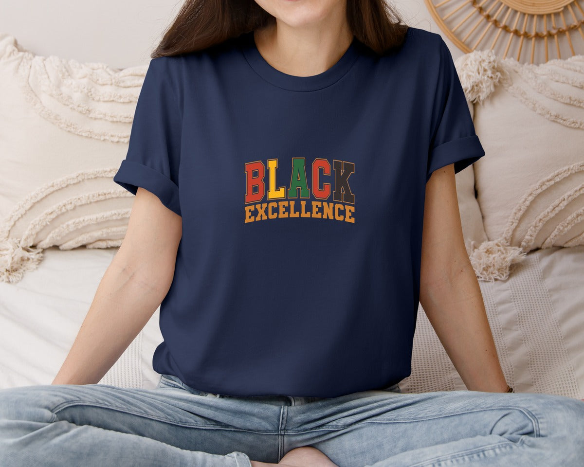 brand:Bella Canvas|color:Navy|Black Excellence Black History 2 Graphic T-Shirt