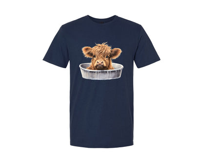 brand:Generic|color:Navy|Highland Cow In Bathtub 3 Graphic T-Shirt