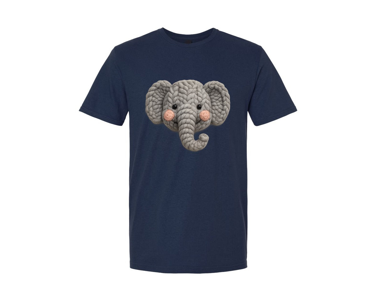 brand:Generic|color:Navy|Faux Yarn Elephant Graphic T-Shirt