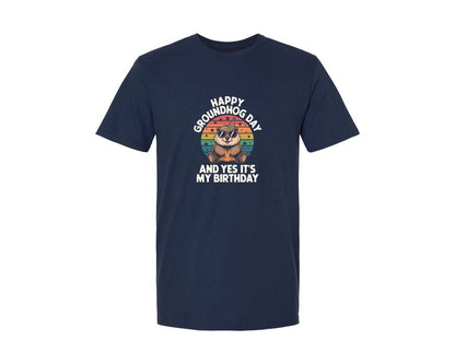 brand:Generic|color:Navy|Happy Groundhog Day 5 Graphic T-Shirt