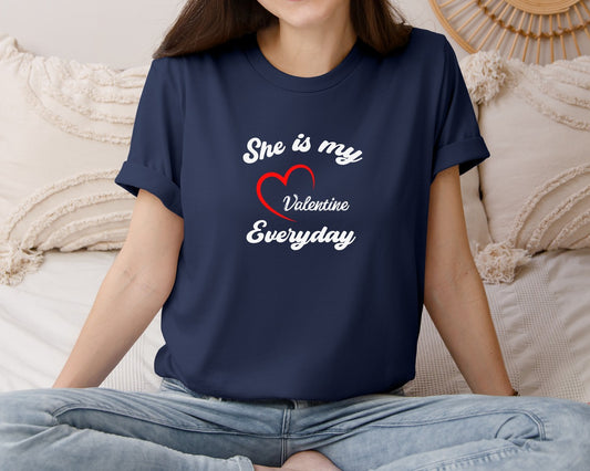 She Is My Valentine Matching Couple Graphic T-Shirt