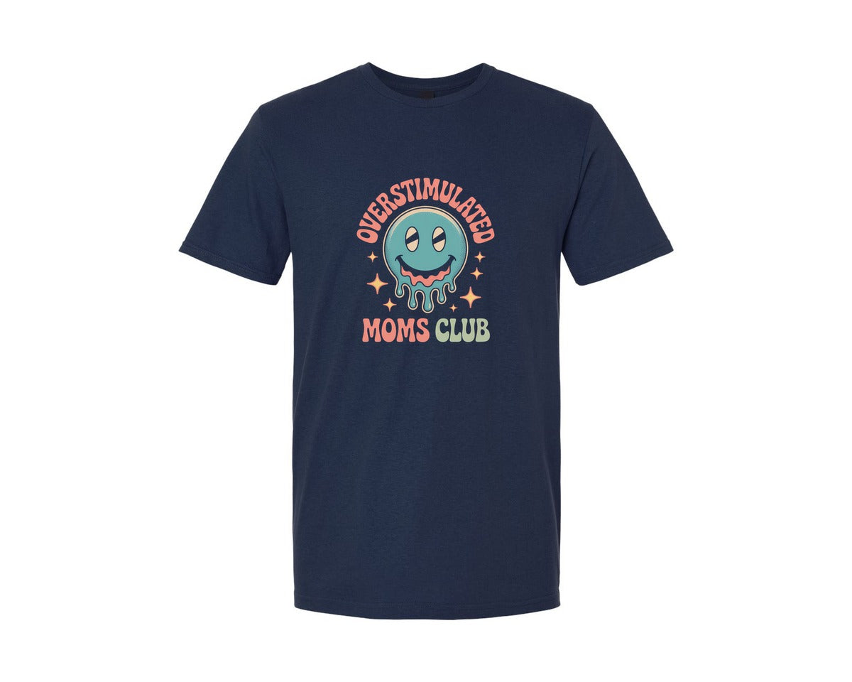 brand:Generic|color:Navy|Overstimulated Moms Club Retro 5 Graphic T-Shirt
