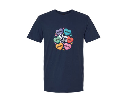 brand:Generic|color:Navy|You Are Enough Valentine Design Graphic T-Shirt
