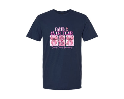 brand:Generic|color:Navy|Faith Over Fear Pngjesus Cross Coquette Graphic T-Shirt