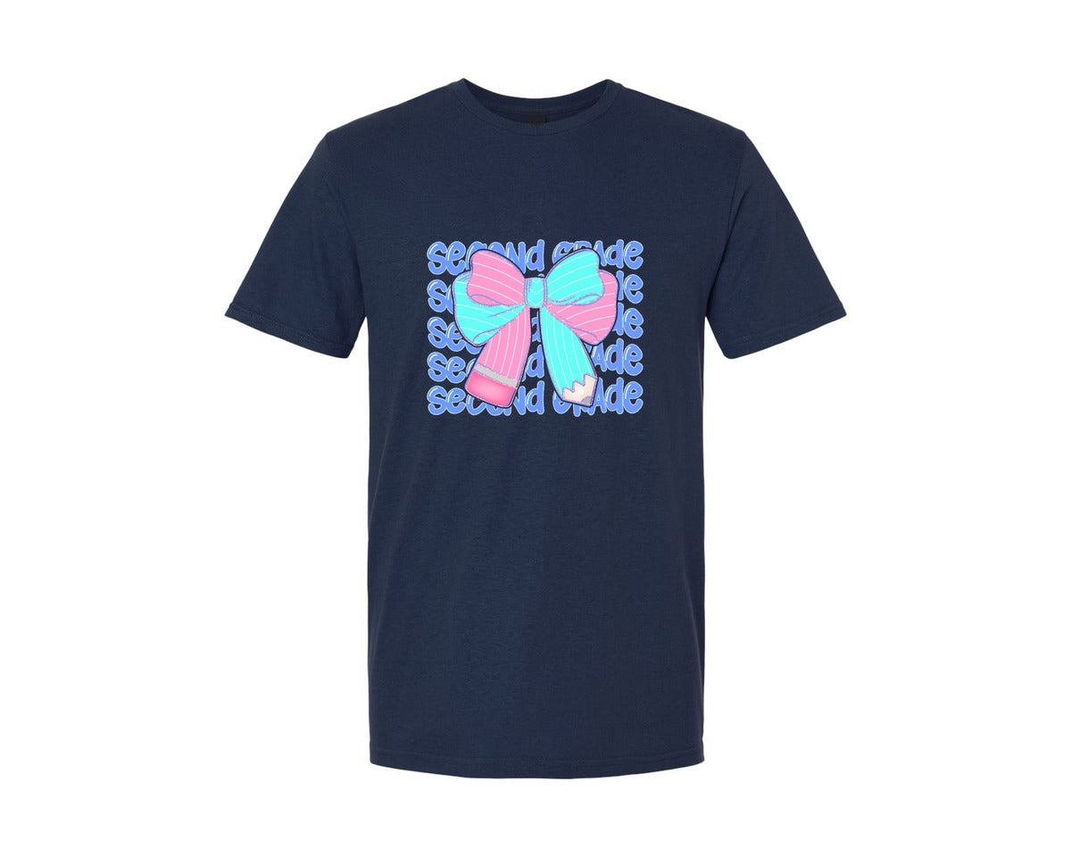 brand:Generic|color:Navy|Preppy Back To School Coquette B Graphic T-Shirt