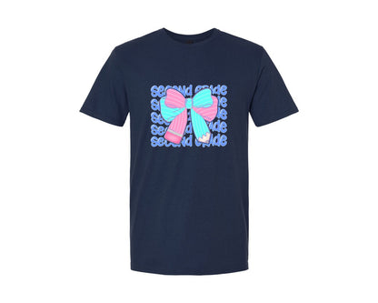 brand:Generic|color:Navy|Preppy Back To School Coquette B Graphic T-Shirt