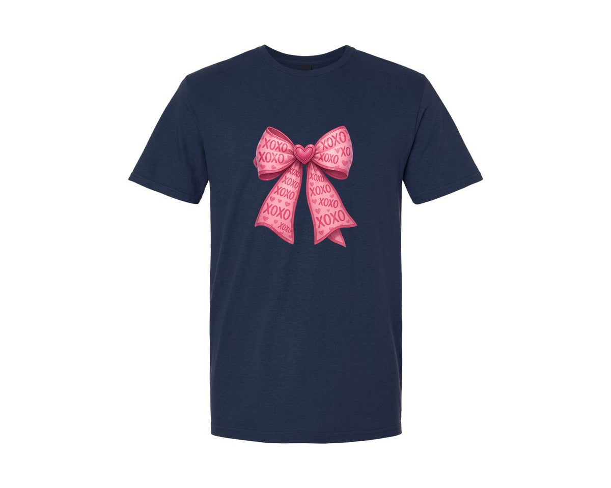 brand:Generic|color:Navy|Xoxo Coquette Bow Pink Bow Graphic T-Shirt